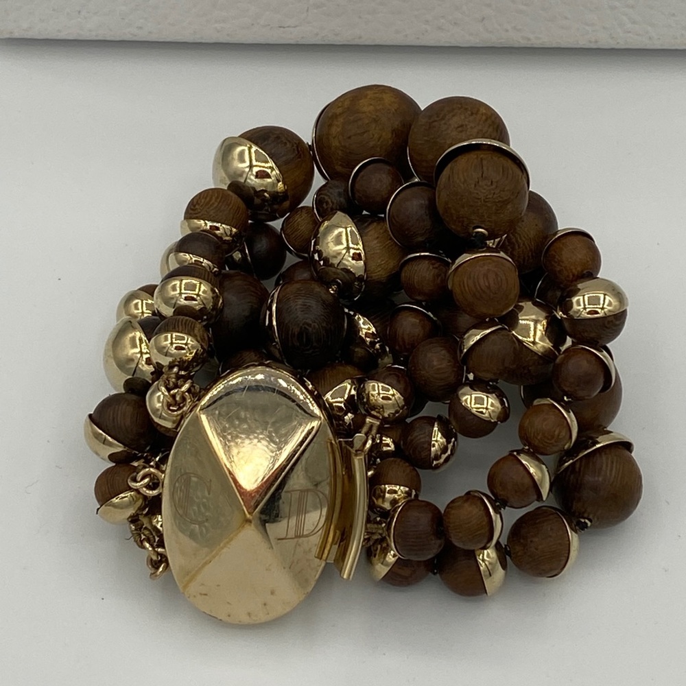 Rare Dior Mis En Dior Wood & Gold Bracelet - Picture 8 of 8